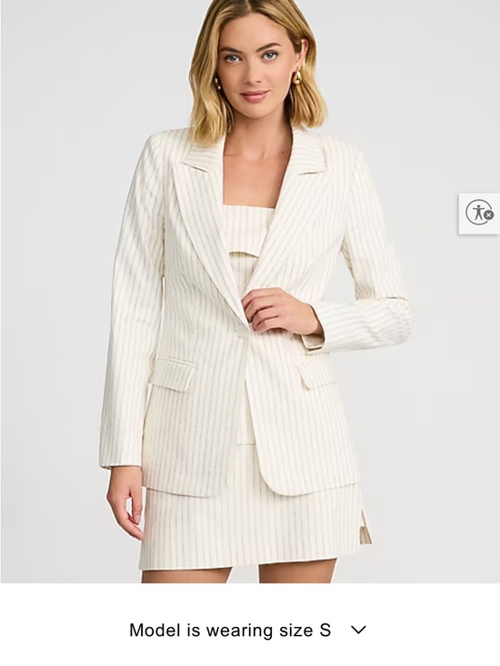 Express Jackets & Blazers - NWT Linen-Blend Striped Long Slim Blazer